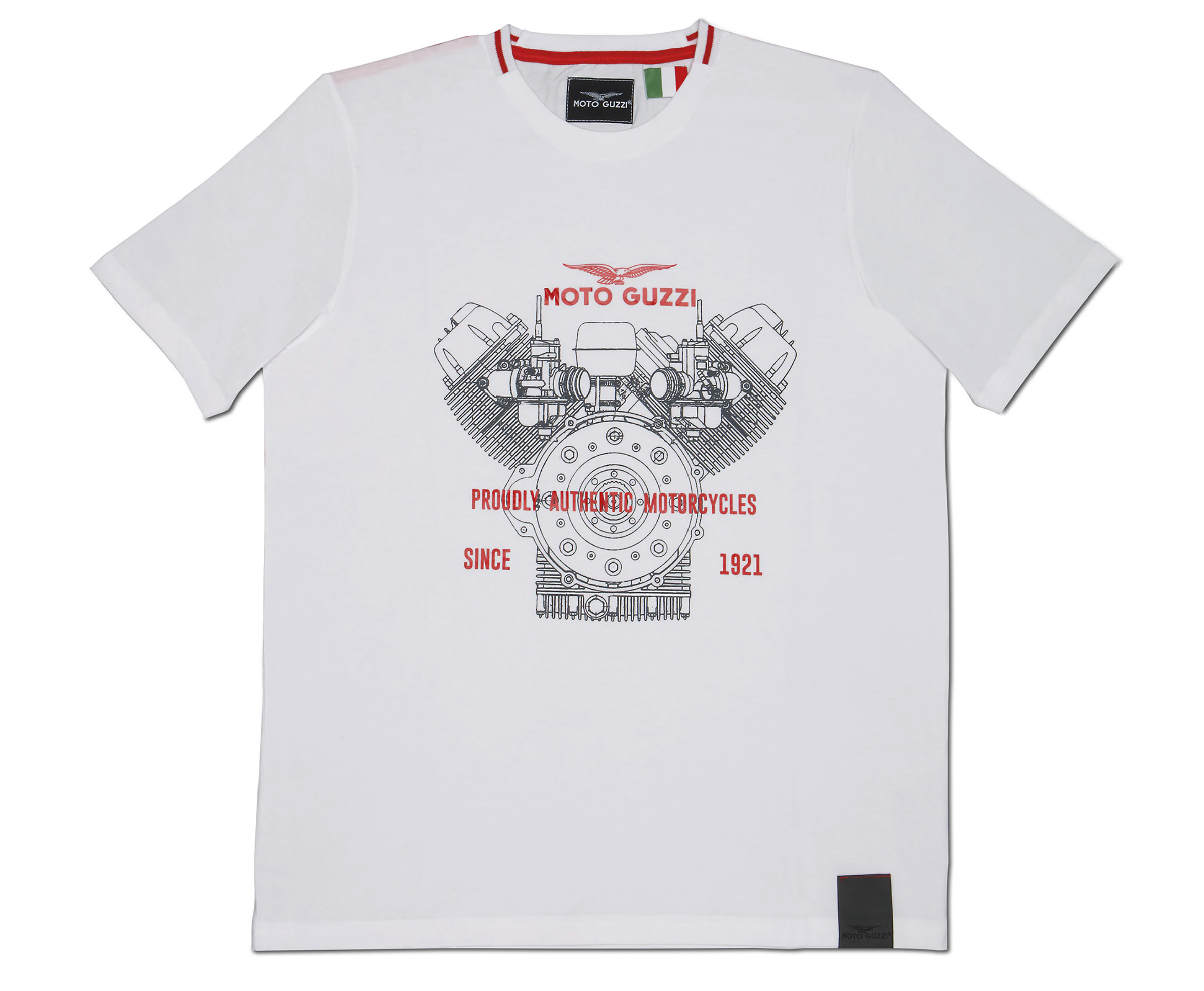 Moto Guzzi Heren T-shirt Klassiek Katoen Wit