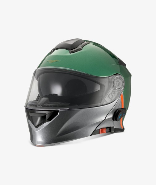 Moto Guzzi helm "Modular BT" groen met Bluetooth